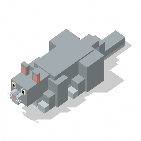 isometric rectangle design cat sleepingの写真素材