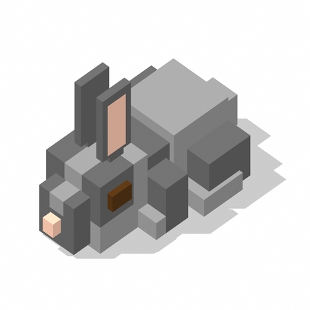 isometric rectangle design rabbitの写真素材