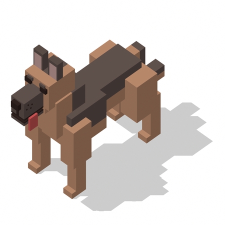 isometric rectangle design alsatian standingの写真素材