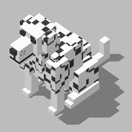 isometric rectangle design dalmatian sittingの写真素材