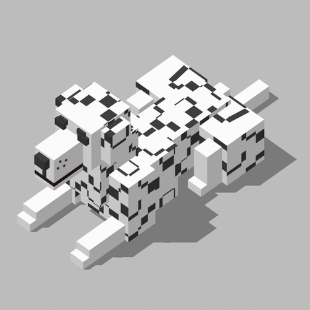 isometric rectangle design dalmatian sleepingの写真素材