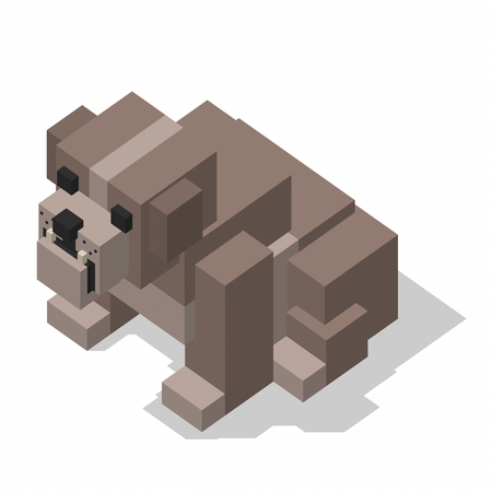 isometric rectangle design bulldog sittingの写真素材