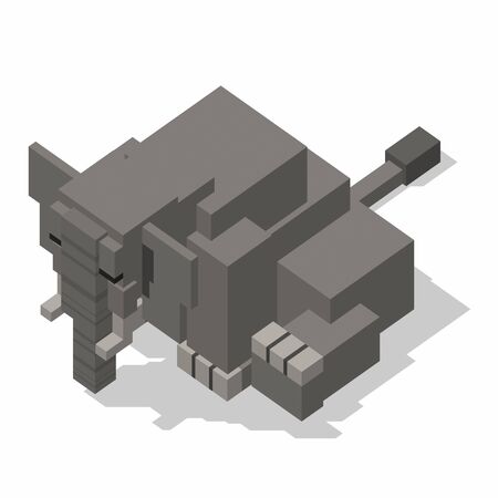 isometric rectangle design elephant sittingの写真素材