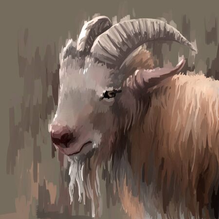 illustration digital painting animal goatの写真素材