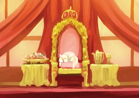 illustration digital painting cat sleepの写真素材