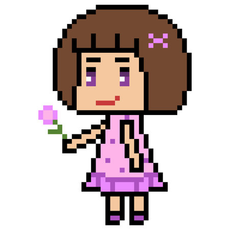 illustration design pixel art girl