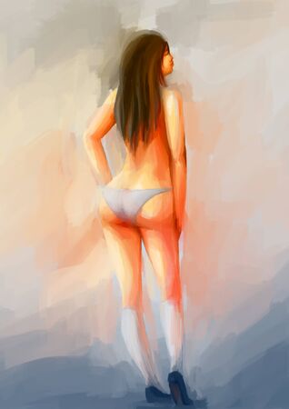 woman painting bikini sexyの写真素材