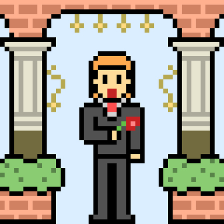 vector pixel art groomのイラスト素材