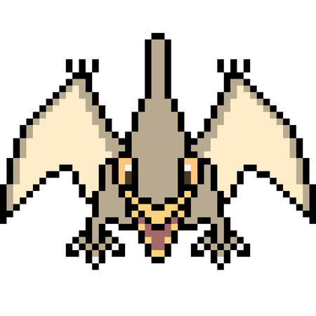 vector pixel art pteranodon dinosaurのイラスト素材