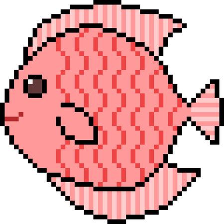 Vector pixel art fish isolatedのイラスト素材