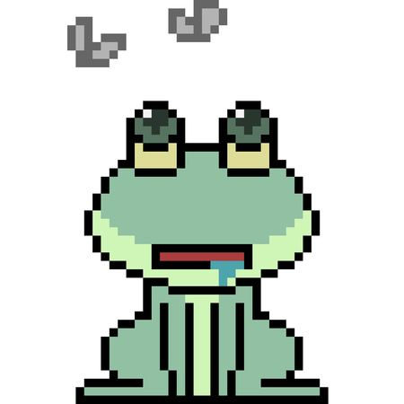 Vector pixel art frog isolatedのイラスト素材