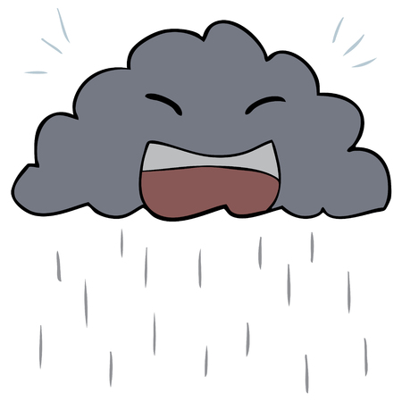 vector cartoon cloud rain isolatedのイラスト素材