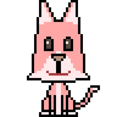 Vector pixel art cat isolatedのイラスト素材