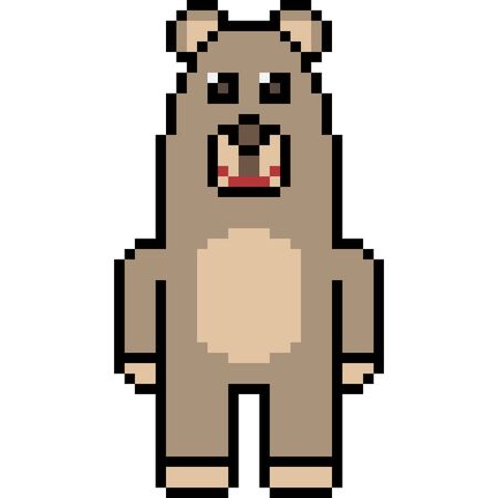 Vector pixel art bear isolatedのイラスト素材