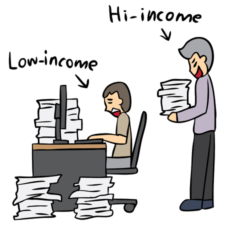 Vector cartoon overwork office problemのイラスト素材