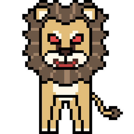 vector pixel art cartoon lion isolatedのイラスト素材