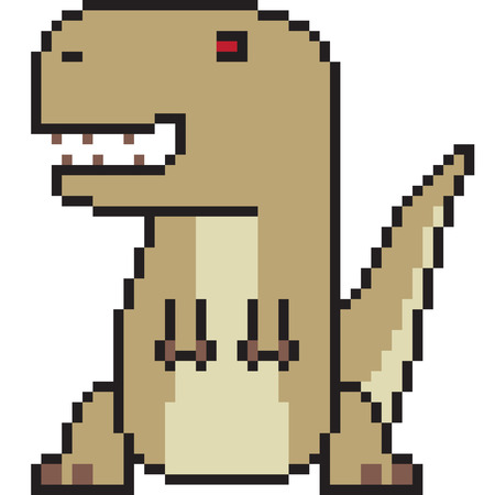 vector pixel art cartoon tyranosaurus isolatedのイラスト素材