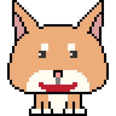 vector pixel art cartoon kitty isolatedのイラスト素材