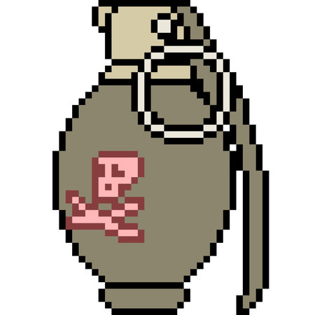 vector pixel art grenade isolateのイラスト素材