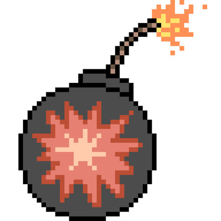 vector pixel art grenade isolateのイラスト素材
