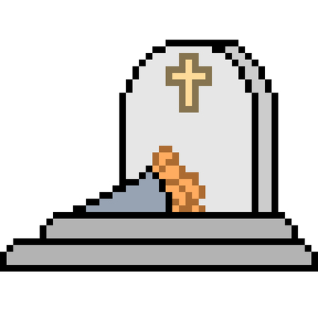 vector pixel art grave isolatedのイラスト素材