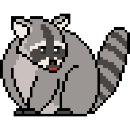 Vector pixel art raccoon isolatedのイラスト素材