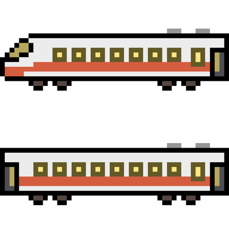 Vector pixel art train in side viewのイラスト素材