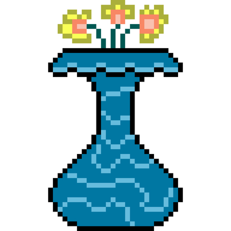 Pixel art flower pot isolatedのイラスト素材