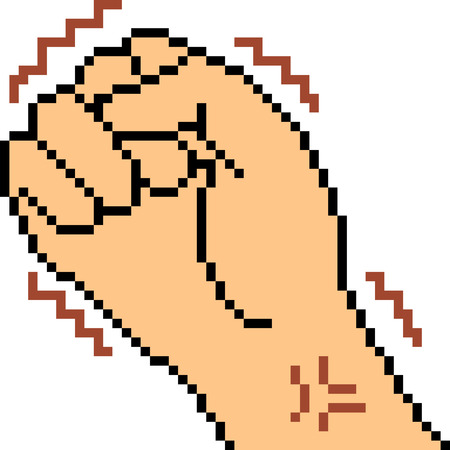 vector pixel art hand sign angry isolatedのイラスト素材