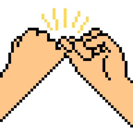 vector pixel art hand sign friend isolatedのイラスト素材