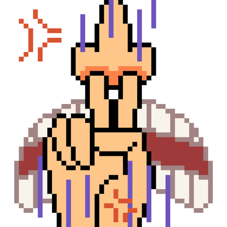 vector pixel art hand sign pierce nose isolatedのイラスト素材