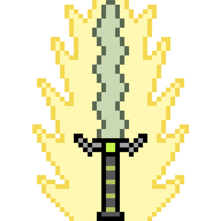 vector pixel art sword fantasy isolatedのイラスト素材
