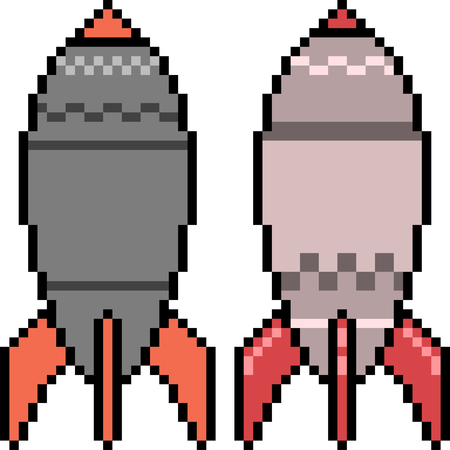 vector pixel art missile isolatedのイラスト素材