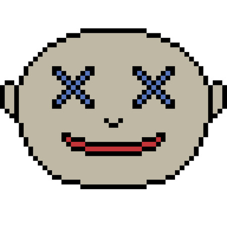 vector pixel art face isolatedのイラスト素材