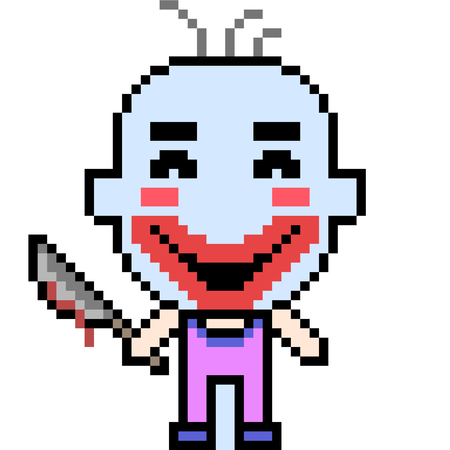vector pixel art clown thriller isolatedのイラスト素材