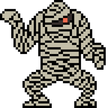 vector pixel art monster mummy isolatedのイラスト素材