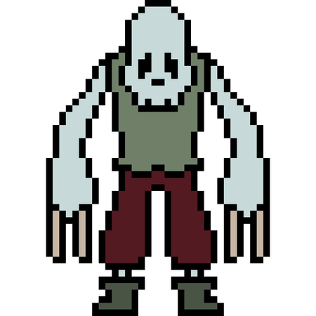 vector pixel art monster zombie isolatedのイラスト素材