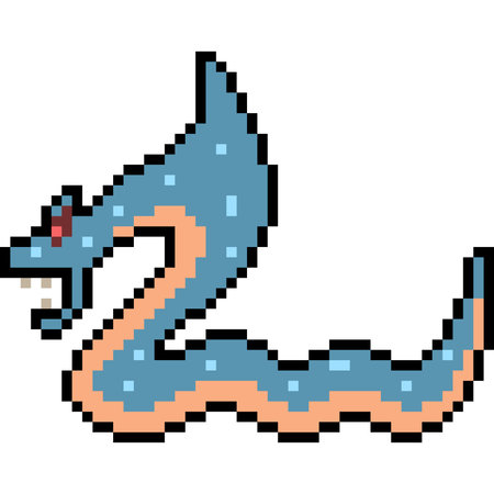 vector pixel art monster snake isolated