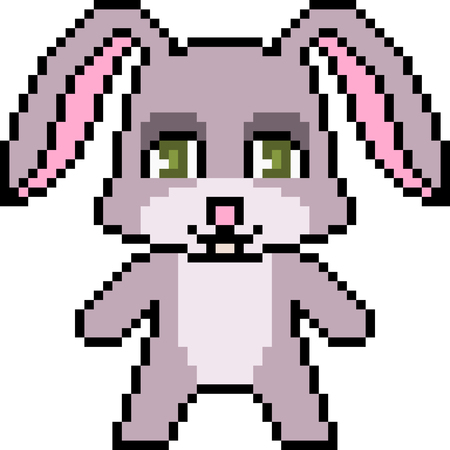 vector pixel art rabbit isolatedのイラスト素材
