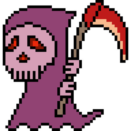 vector pixel art reaper isolatedのイラスト素材