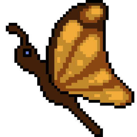 vector pixel art butterfly isolatedのイラスト素材