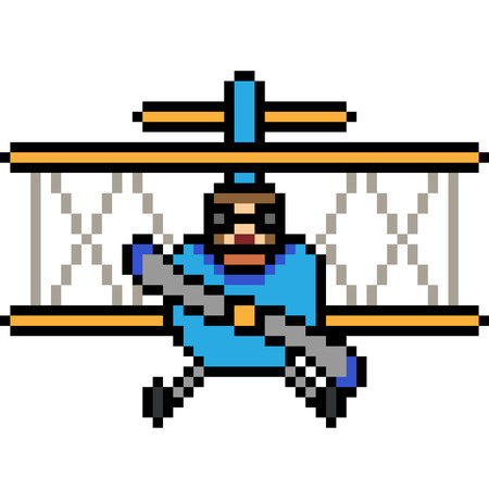 A pixel art plane pilot illustration.のイラスト素材