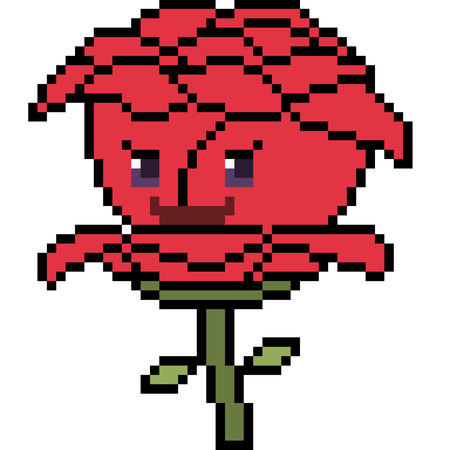 A vector pixel art flower isolated on white background.のイラスト素材