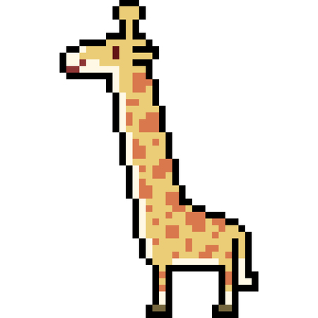 A vector pixel art giraffe isolated on white background.のイラスト素材
