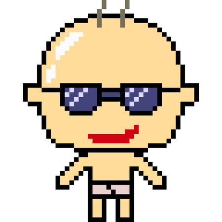 vector pixel art baby isolatedのイラスト素材