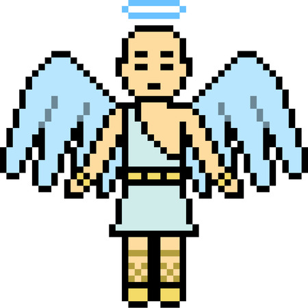 vector pixel art male angel isolatedのイラスト素材