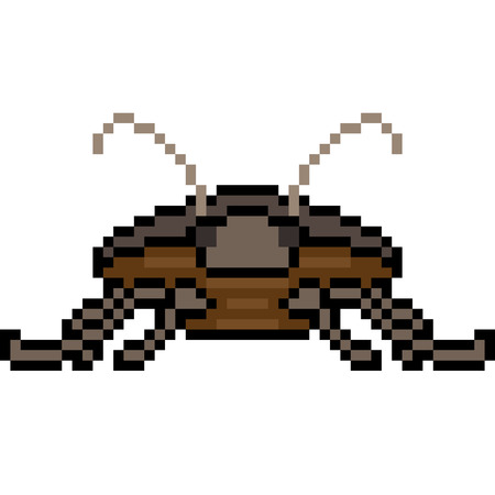 vector pixel art cockroach isolatedのイラスト素材