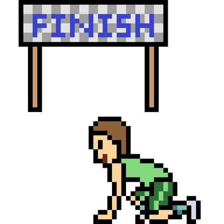 vector pixel art running sport isolatedのイラスト素材