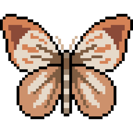 vector pixel art butterfly isolatedのイラスト素材