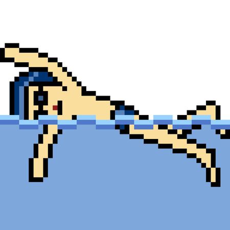 vector pixel art swim sport isolatedのイラスト素材
